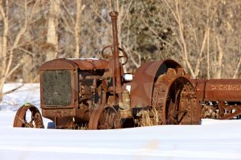 Antique Tractor in Winter