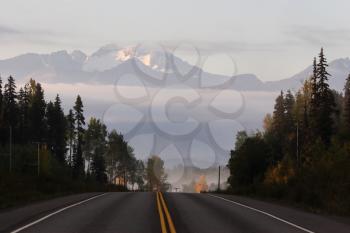 Road view of the Rocky Mountains