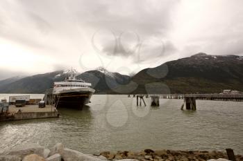 Ferry at dock at Skayway Alaska