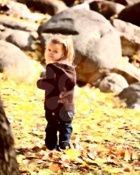 Young girl in park in autumn