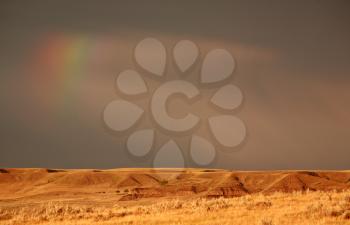 Partial rainbow over Big Muddy Valley of Saskatchewan