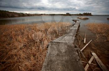 Dilapidated dock on Reed Lake in Northern Manitoba
