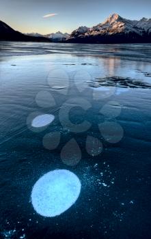 Abraham Lake Winter Ice formations bubbles design