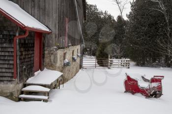 Old Vintage Barn and Sleigh Ontario Canada