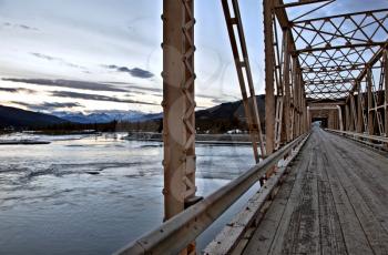 Bridge over Saskatchewan River Rocky Mountains Canada