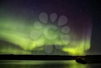 Northern Lights Aurora Borealis Saskatchewan reflection lake