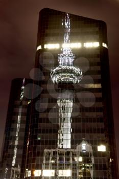 Auckland New Zealand City View Night Photo Tower