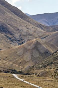 Lindis Pass New Zealand Valley road to Mount Cook