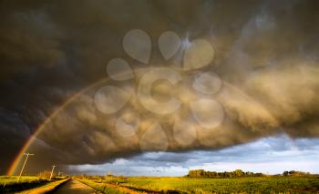 Storm Clouds Canada rural countryside Prairie Scene Sunset