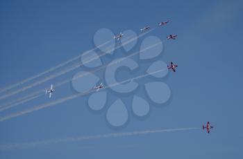 Snowbirds Acrobatic Flight Team flying in Moose Jaw Saskatchewan