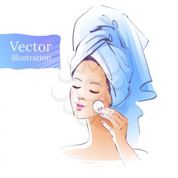 Girl. Skin care. Vector illustration. Isolated.