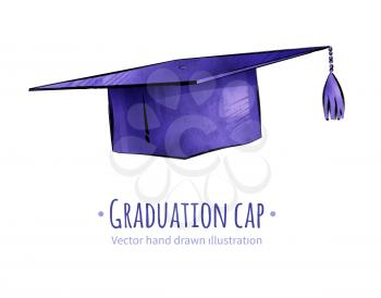 Mortarboard / graduation cap. Hand drawn vector illustration. isolated.