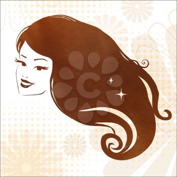 Portrait of a young woman with perfect hair. Vector illustration.