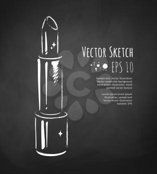 Chalked vector sketch of lipstick. Isolated.