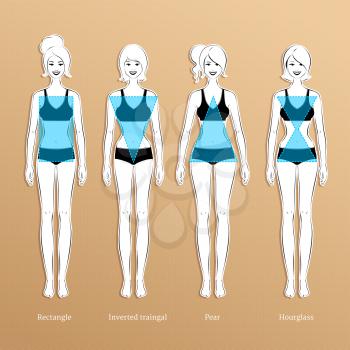 Female body types. Vector illustration.