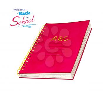 School notebook on white background. Vector illustration.