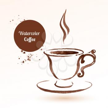 A cup of coffee. Hand drawn watercolor sketch. Vector illustration. isolated.
