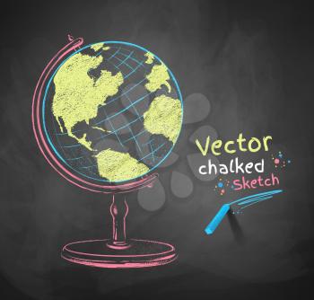 Chalk drawn vector illustration of globe.