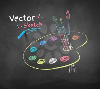Vector color chalk drawing of paint palette.