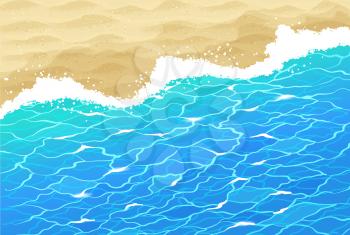 Vector background with sea surf, water ripple and beach sand.