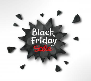 Vector illustration with Black Friday lettering and hand made plasticine explosion banner.