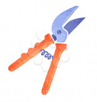 Gardening secateurs vector illustration isolated on white background.