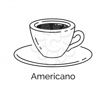 Vector minimalistic line art illustration of Americano Coffee cup isolated on white background.