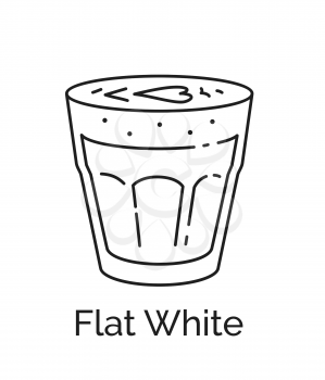Vector minimalistic line art illustration of Flat White Coffee glass isolated on white background.