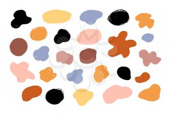 Vector set of hand drawn color grunge shapes isolated on white background.