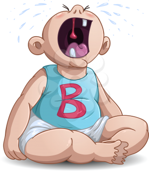 Royalty Free Clipart Image of an Upset Baby