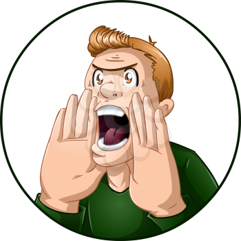 Royalty Free Clipart Image of an Angry Guy Yelling