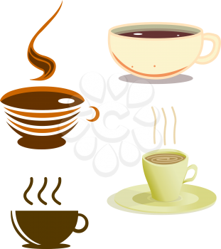 Royalty Free Clipart Image of a Variety of Coffee Cups