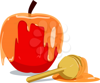 Vector illustration of honey and apple for Rosh Hashanah the Jewish new year.