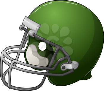 A vector illustration of a green football helmet.