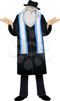 Vector illustration of a Rabbi saying I dont know.