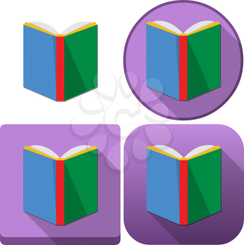 Vector illustration pack of a colorful book and book icons 