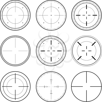 Vector illustration pack of sniper target linearts.