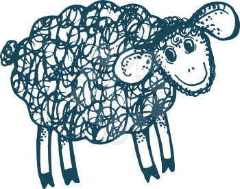 hand drawn, cartoon, sketch illustration of lamb