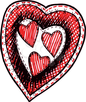 hand drawn, cartoon, sketch illustration of heart