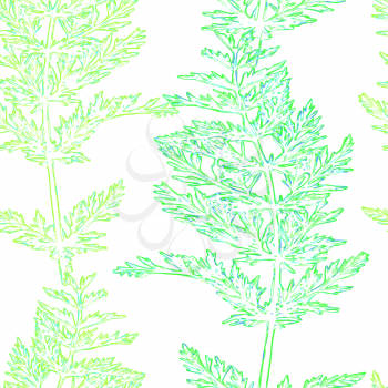 Vector graphic, artistic, stylized image of seamless pattern watercolor sprigs of greenery, Dill, Fennel