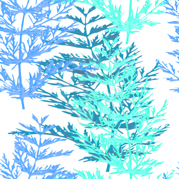 Vector graphic, artistic, stylized image of seamless pattern watercolor sprigs of greenery