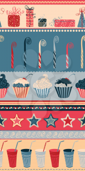 Ornate retro pattern with birthday elements. Can be used for wrapping paper.