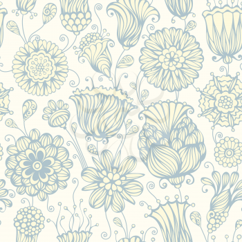 Vintage flowers on light background. Vector illustration.