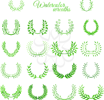 Bright natural wreaths isolated on white background.