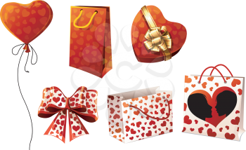 A collection of gift design elements for Valentines Day or Birthday. 