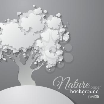 Vector tree on paper background. There is place for text on right side.