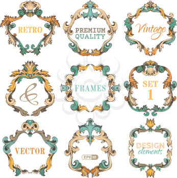 Ornate retro frames and page decorations. There is place for your text in the center.