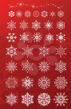 Set of various snowflakes and stars for your Christmas design.
