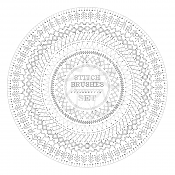 Circle sewing pattern isolated on white background. All used pattern brushes included.