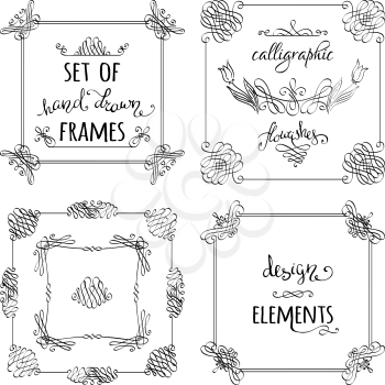 Vintage ornaments, design elements, flourishes, ornamental page decorations and dividers. Can be used for invitations, congratulations and cards.